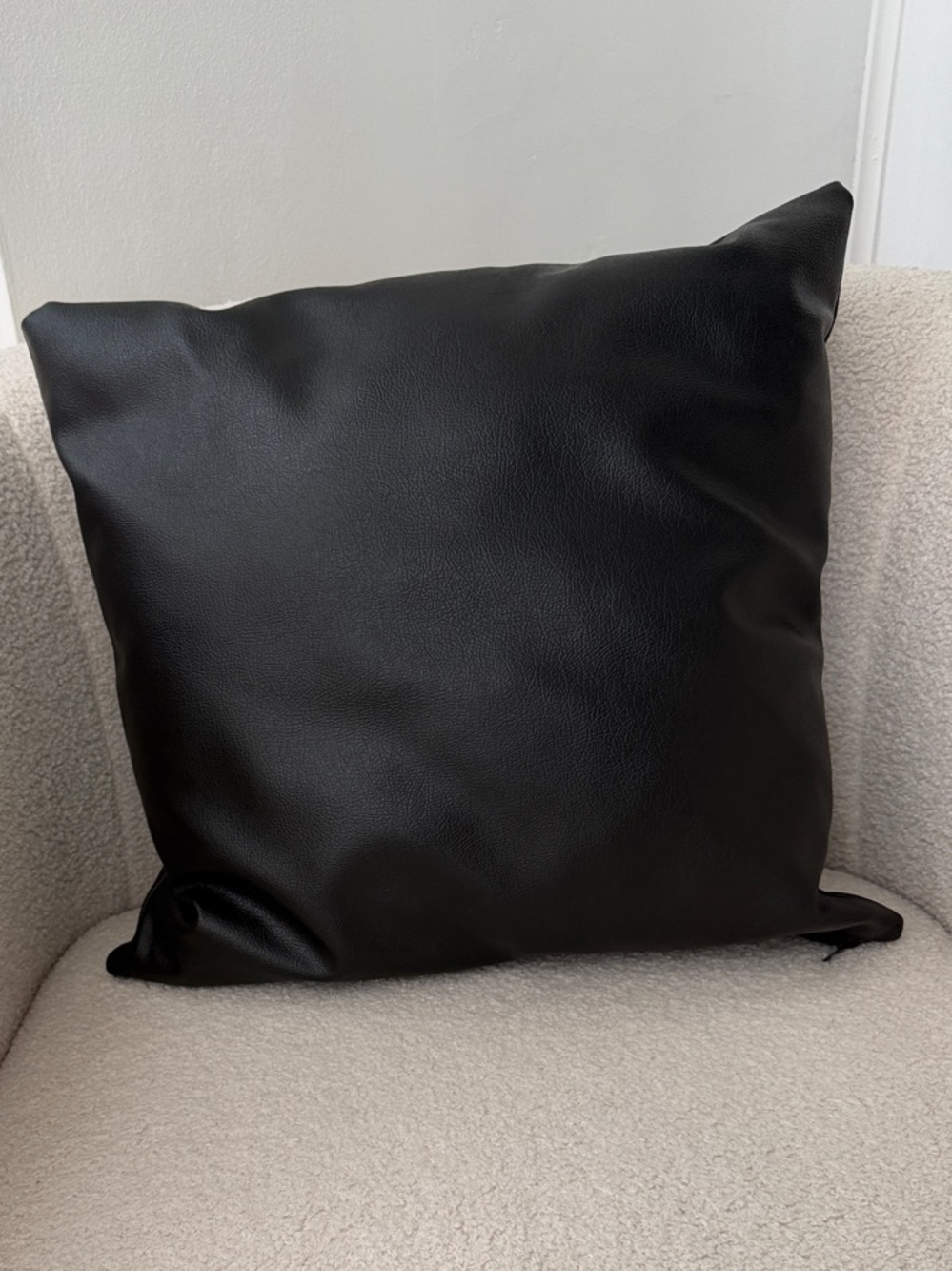 Black Faux Leather Accent Pillow